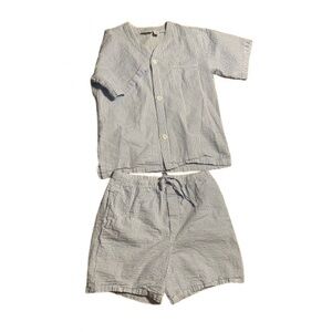 Vermont Country Store Blue & White Striped Pajama Set 100% Cotton Size Medium